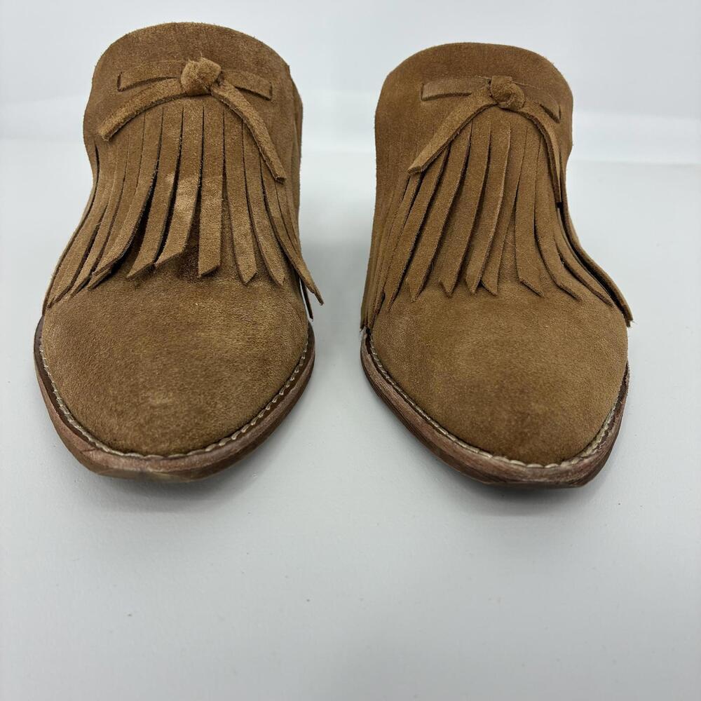 Madewell The Dani Brown Suede Fringe Mules with Block Heel Women's size 7 - Picture 4 of 8